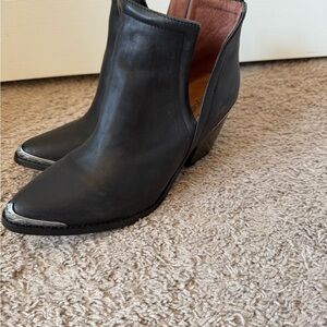Jeffrey Campbell Black Ankle Booties with Metal Toe Cap Never worn